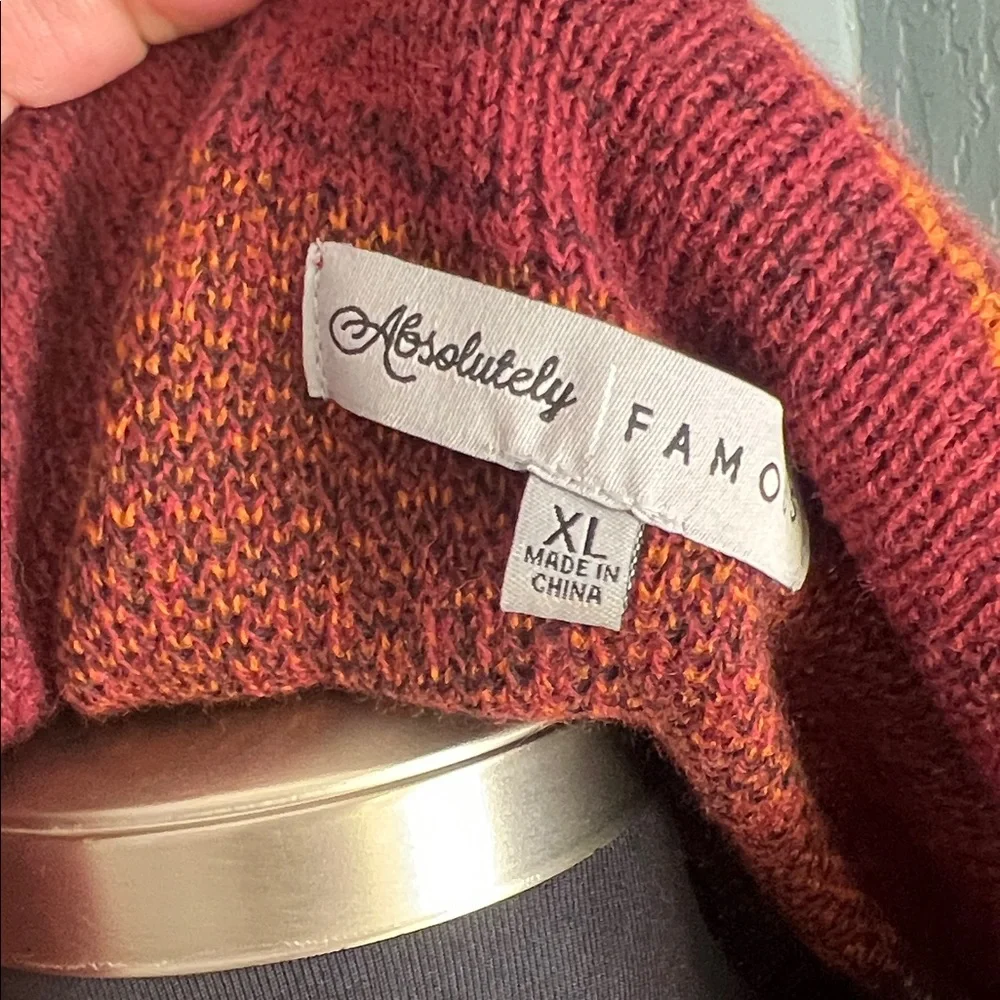 Absolutely Famous Burgundy and Black Zigzag Duster/Cardigan - Picture 7 of 7